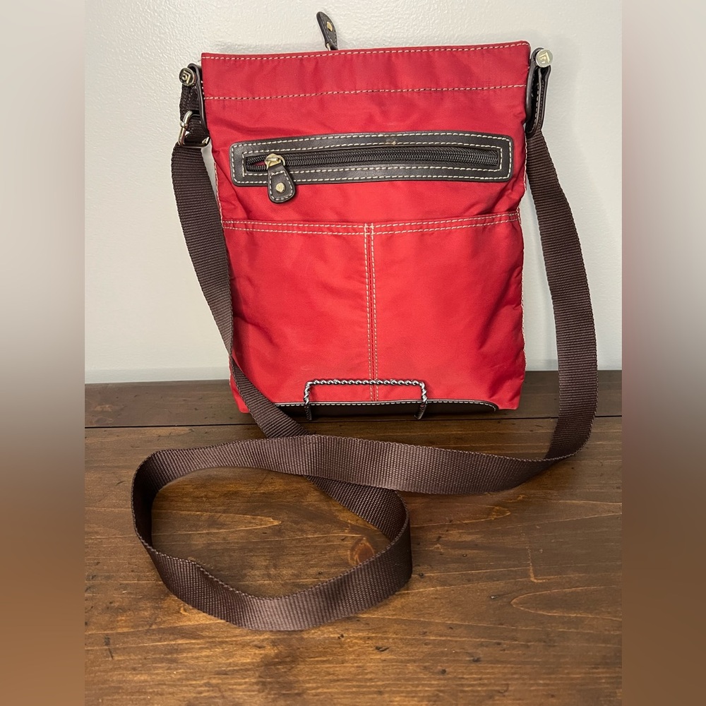 Liz Claiborne Women's Shoulder Crossbody Red Adjustable Strap, Zipper Purse.EUC